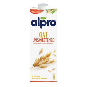 Alpro Oat Unsweetened Drink 1L, 100% Plant Based And Dairy Free, Suitable For Vegans, Naturally Free From Lactose, Rich In Nutrients