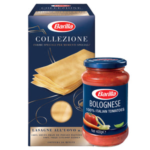 Barilla Collezione Pasta Lasagne Egg 500g + Barilla Bolognese Pasta Sauce with Italian Tomato 400g
