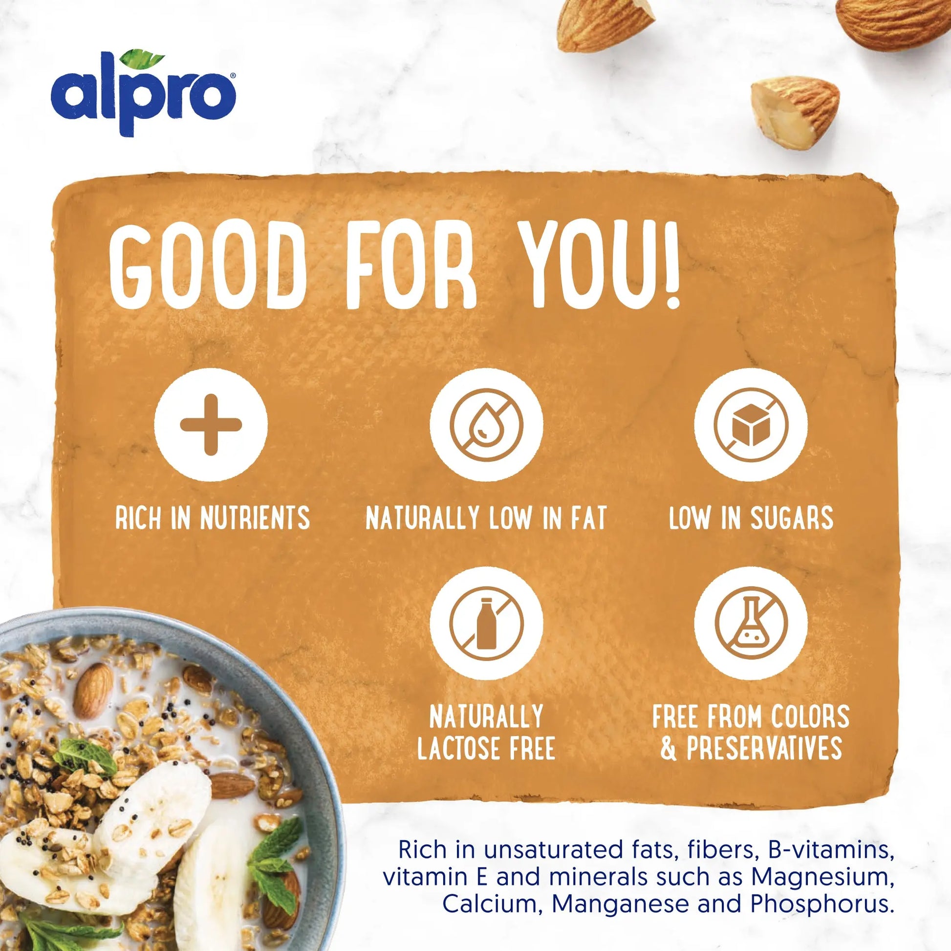 Alpro Roasted Almond Milk Drink 1Litre, 100% Plant Based And Gluten & Dairy Free, Suitable For Vegans, Naturally Free From Lactose, Rich In Nutrients Alpro