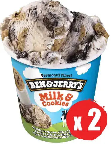 Ben & Jerry's Milk and Cookies Ice Cream 2 x 473ml Ben & jerry