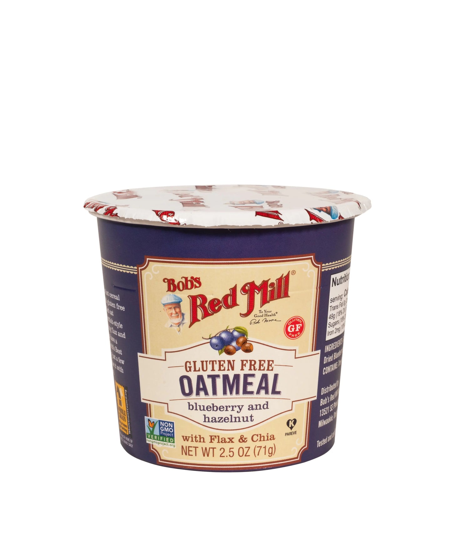 Bob's Red Mill Gluten Free Oatmeal Cup-Blueberry & Hazelnut with Flax & Chia, Non-GMO 71gm Bob's Red Mill