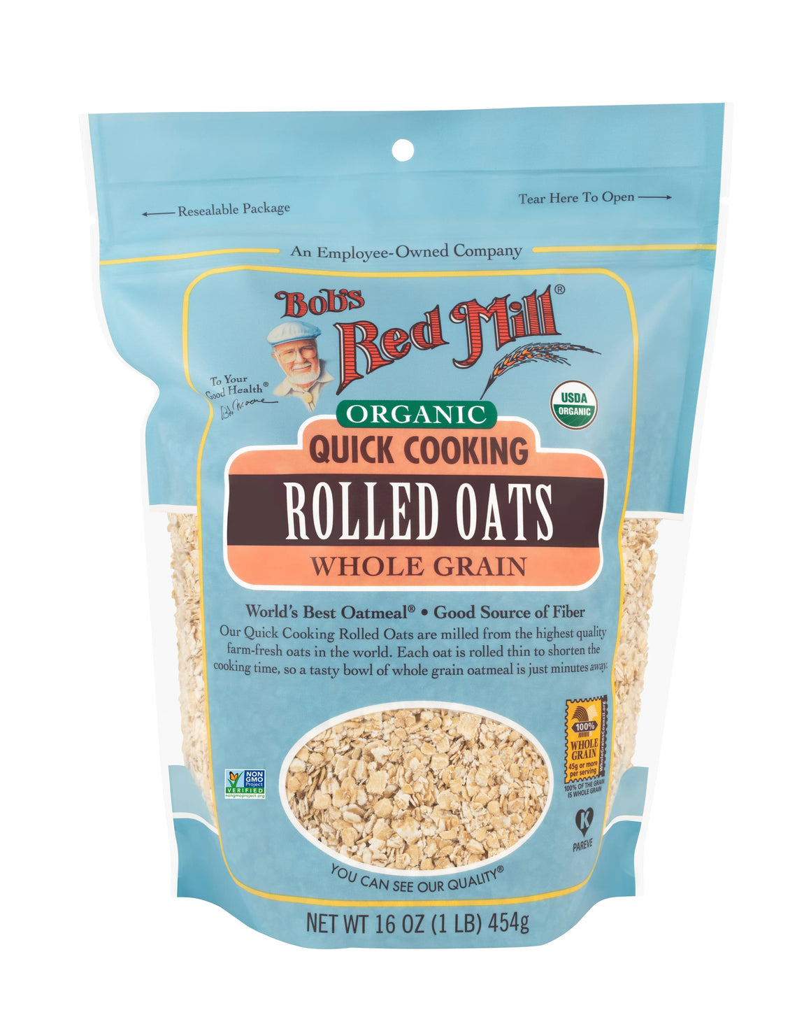 Bob's Red Mill Organic Rolled Oats Quick Cooking, Whole Grain, Non-GMO 454gm Bob's Red Mill