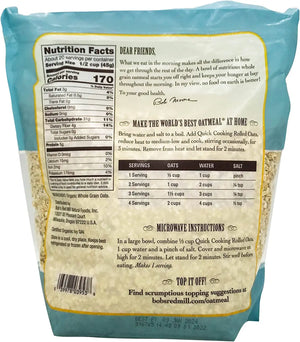 Bob's Red Mill Organic Rolled Oats Quick Cooking, Whole Grain, Non-GMO 907gm Bob's Red Mill