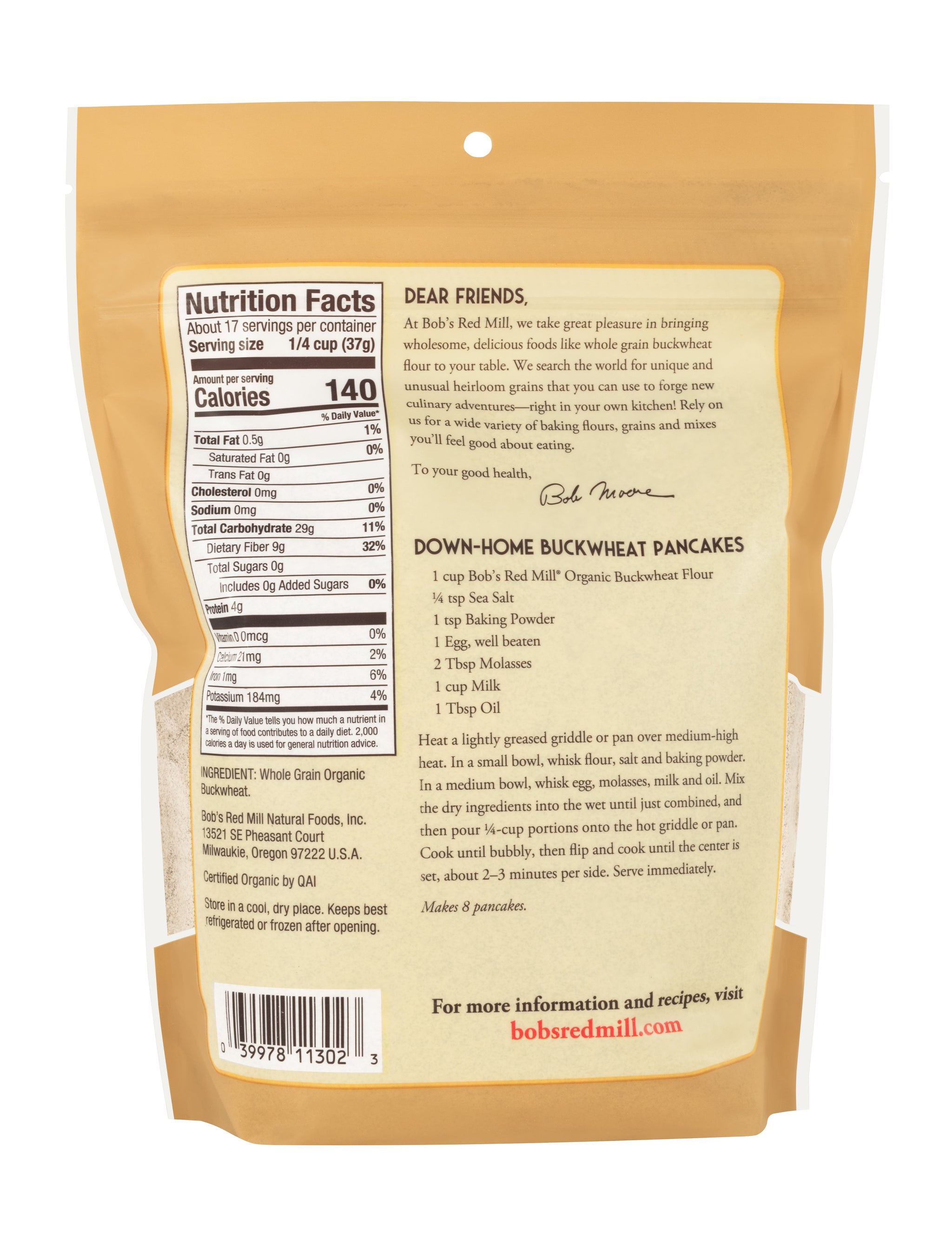 Bob's Red Mill Organic Whole Grain Buckwheat Flour, Non-gmo, 624gm 