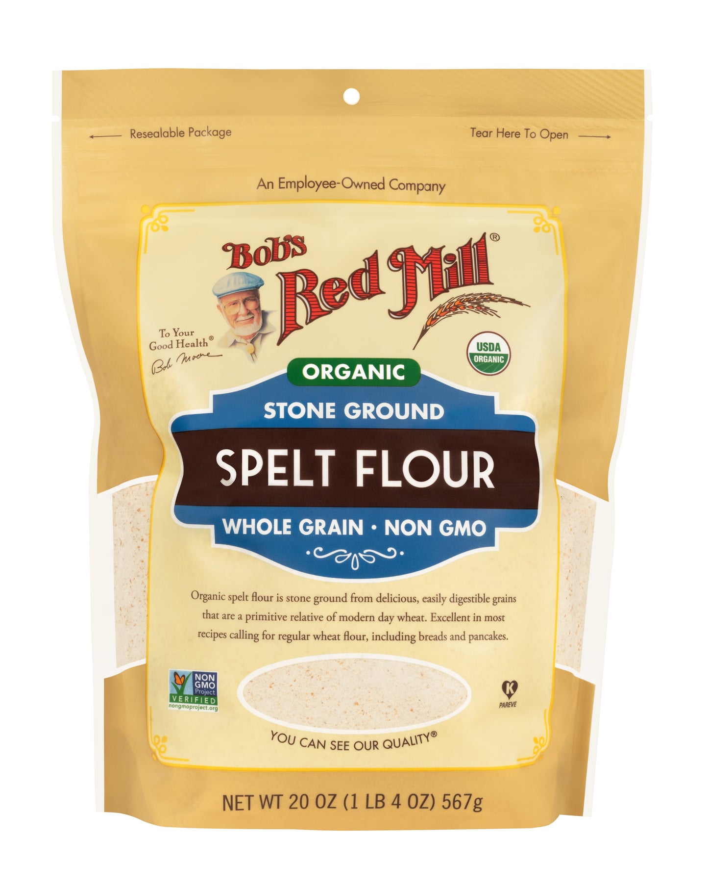 Bob's Red Mill Organic Whole Grain Spelt Flour, Non-GMO 567gm Bob's Red Mill