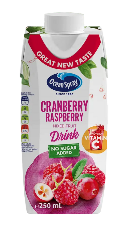 Copy of Ocean Spray Cranberry Raspberry Mixed Fruit Drink No Sugar Added, 1 Litre, Contains Vitamin C Ocean Spray