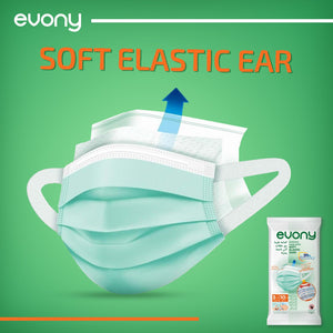 Evony 3 Layer Surgical Mask With Sith Soft Elastic Ears (10pcs) Evony