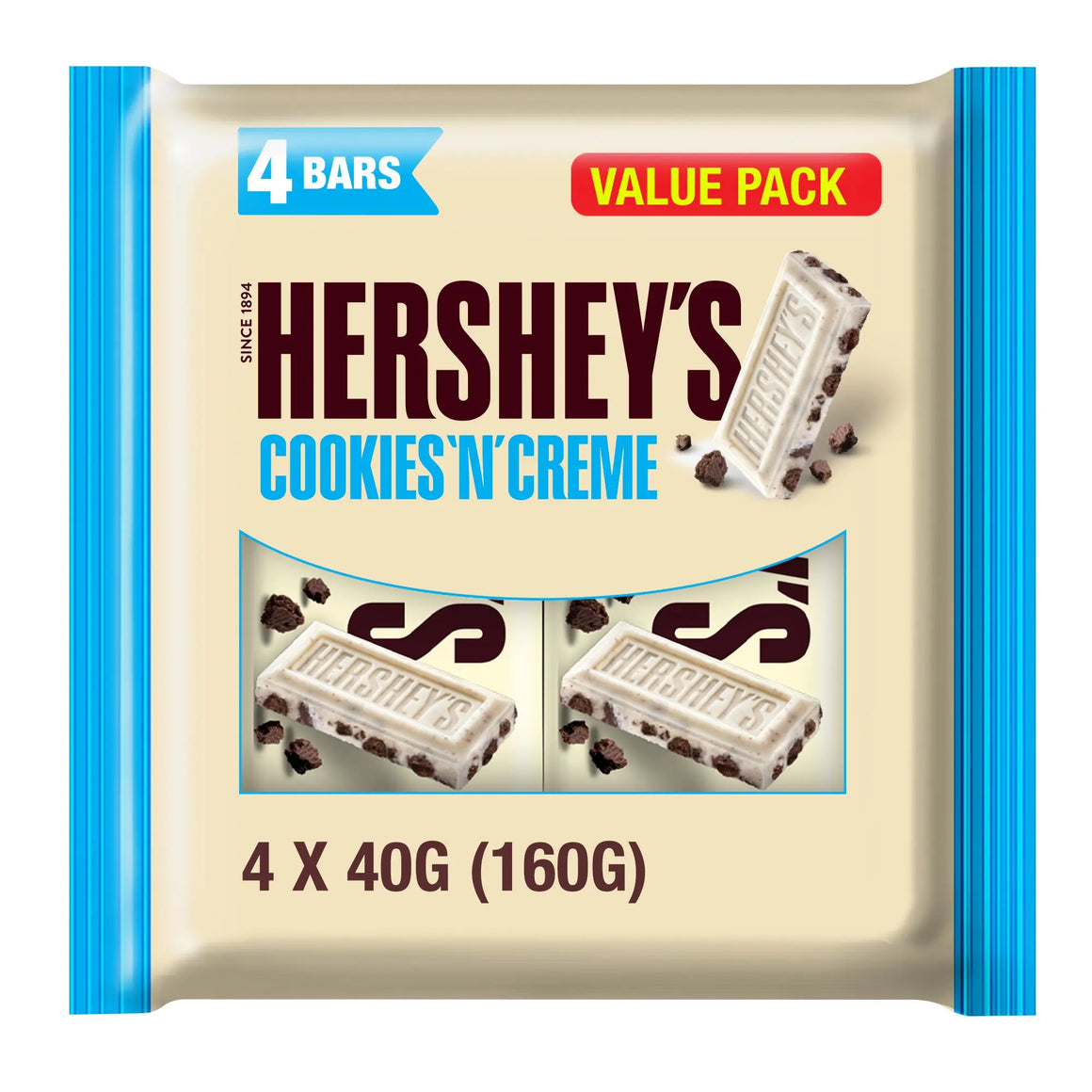 Hershey's Cookies 'n' Creme Chocolate Bar 4 x 40 gr (160 gr) Value Pack Hershey's