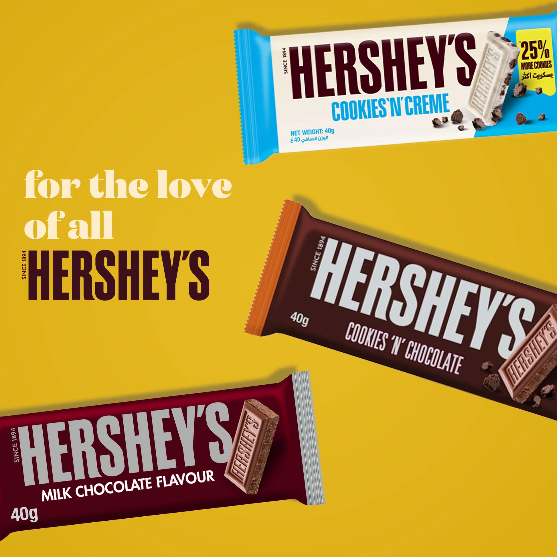 Hershey's Cookies 'n' Creme Chocolate Bar 4 x 40 gr (160 gr) Value Pack Hershey's