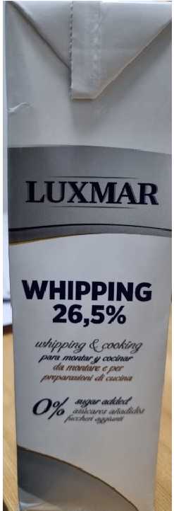 Luxmar Whipping & Cooking Cream 26,5% No Sugar 1L Luxmar