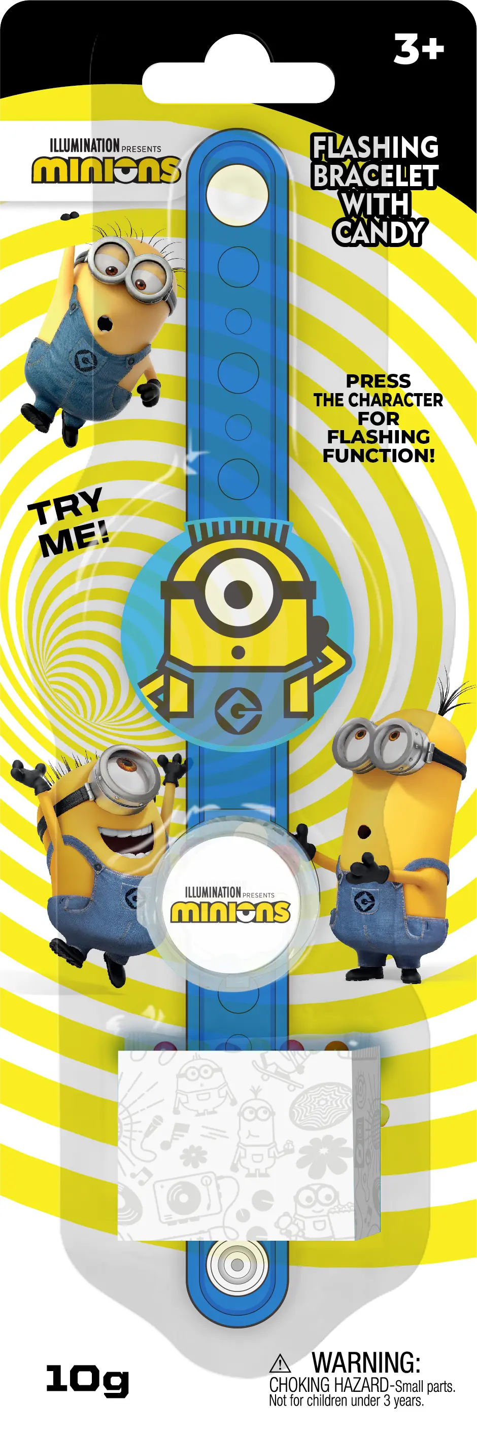 MINIONS Flashing Bracelet With Candy Assorted Characters ,10gm(1pcs) BRACELET