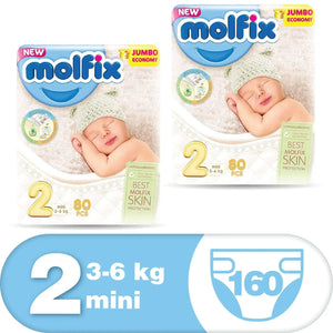 Molfix Anti Leakage Comfortable Baby Diapers (Size 2), 3-6 kg, 80 Count(2 PACKS SPECIAL OFFER) Molfix