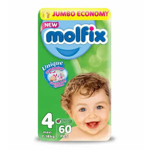 Molfix Anti Leakage Comfortable Baby Diapers (Size 4), 7-14 kg, 60 Count Molfix