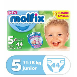Molfix Anti Leakage Comfortable Baby Diapers (Size 5), 11-18 kg, 44 Count Molfix