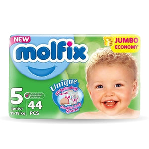 Molfix Anti Leakage Comfortable Baby Diapers (Size 5), 11-18 kg, 44 Count(2 PACKS SPECIAL OFFER) Molfix
