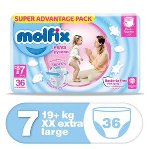 Molfix Anti Leakage Comfortable Extra Large Baby Diaper Pants (Size 7), 19+ Kg, 36 Count Molfix