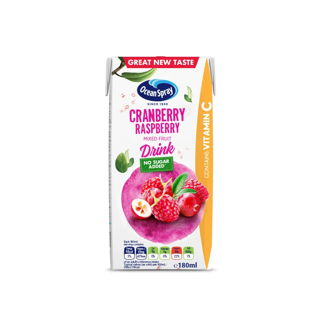 Ocean Spray Cranberry And Raspberry No Sugar Juice Drink 180ml Ocean Spray