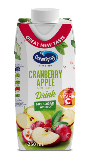 Ocean Spray Cranberry Apple Mixed Fruit Drink No Sugar Added, 250ml ,Contains Vitamin C Ocean Spray