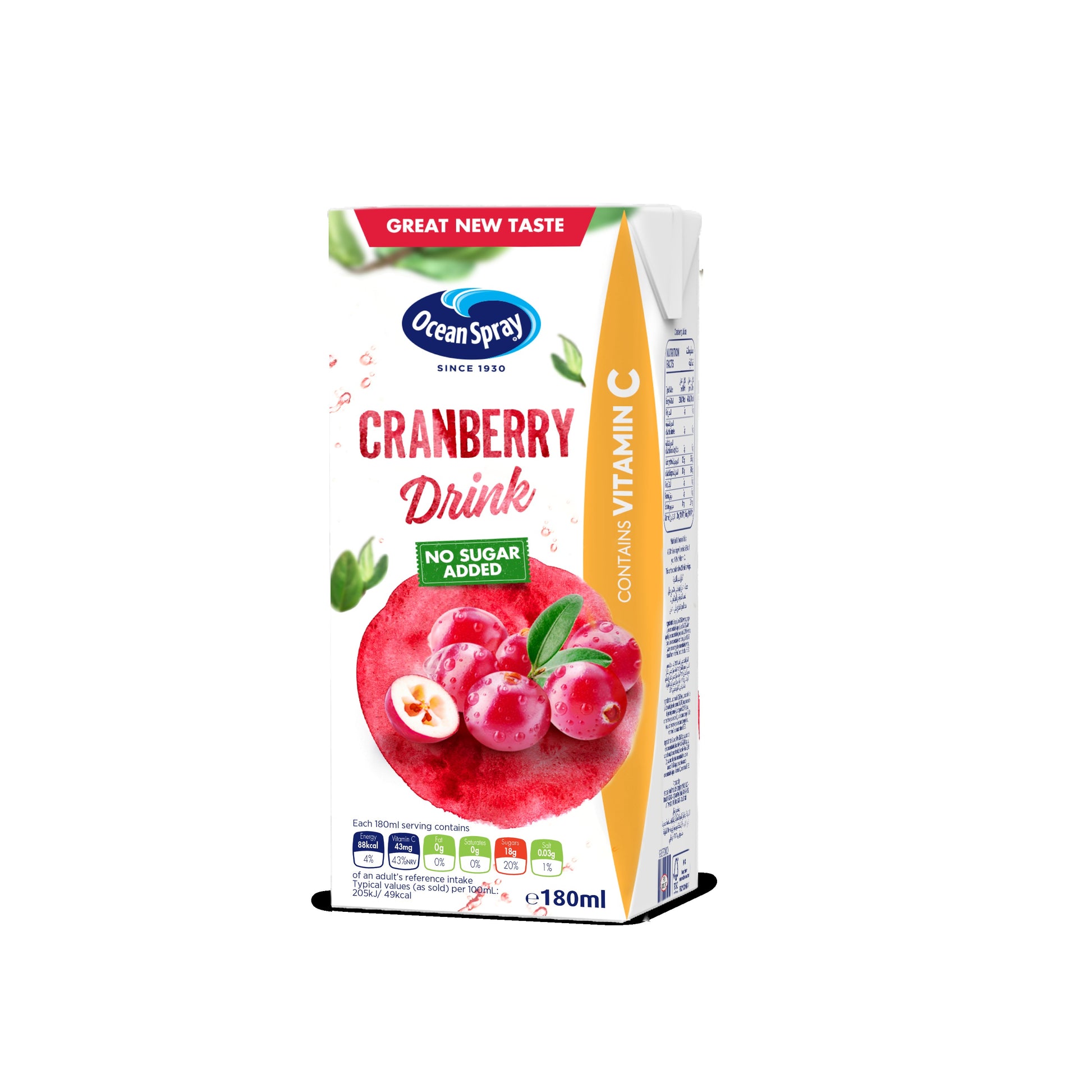 Ocean Spray Cranberry Classic No Sugar Juice Drink 8 x 180ml Ocean Spray
