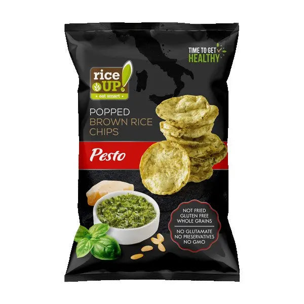 Rice Up  Whole Grain Brown Rice Chips Pesto 120g Rice Up
