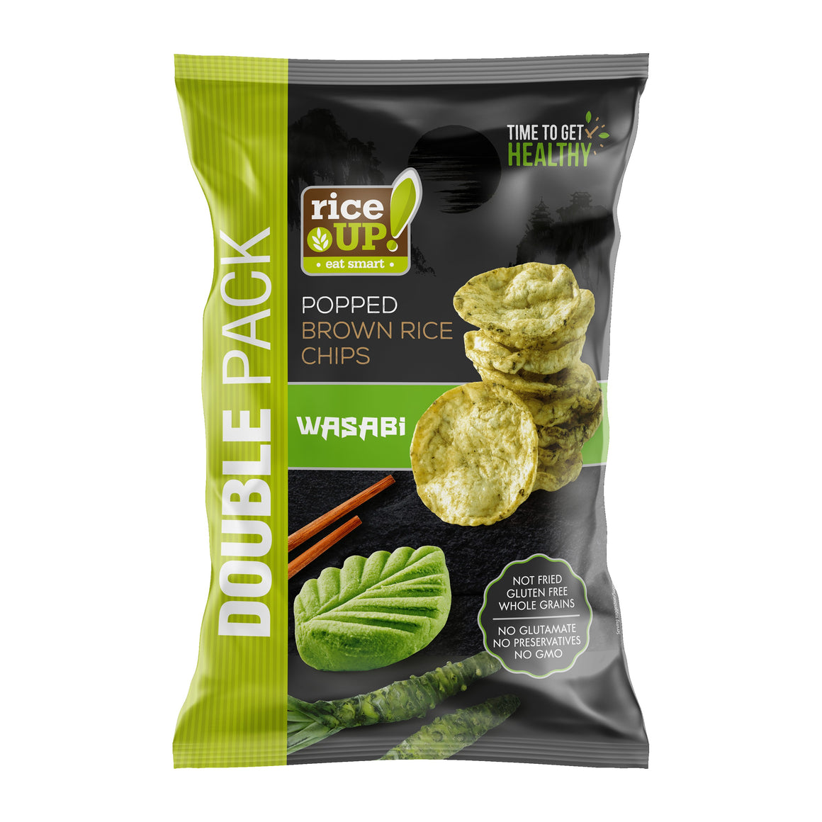 Rice Up  Whole Grain Brown Rice Chips Wasabi 120g Rice Up