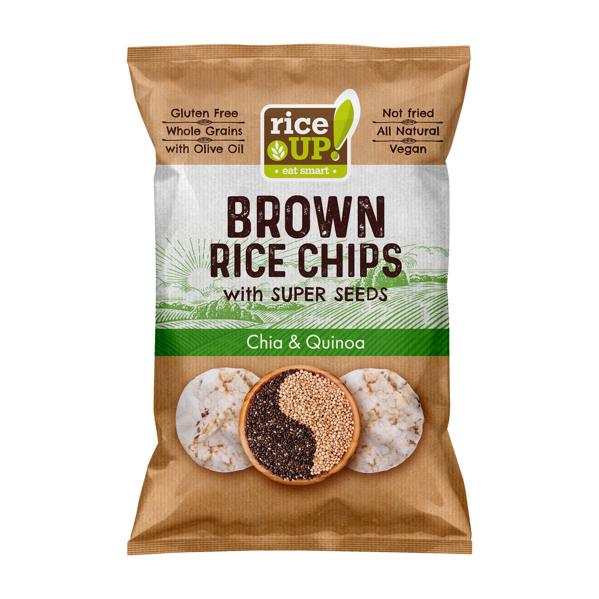 Supermicro Rice Chips Rice Up Whole Grain Rice Chips Super Seeds Chia & Quinoa 60g, Gluten f ...