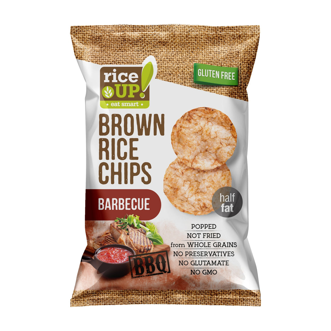 Rice Up Whole Grain Rice Chips Barbecue 60g Rice Up