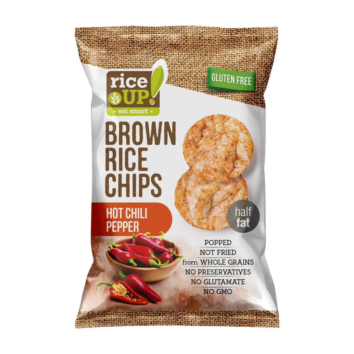 Rice Up Whole Grain Rice Chips Hot Chili Peppers 60g Rice Up