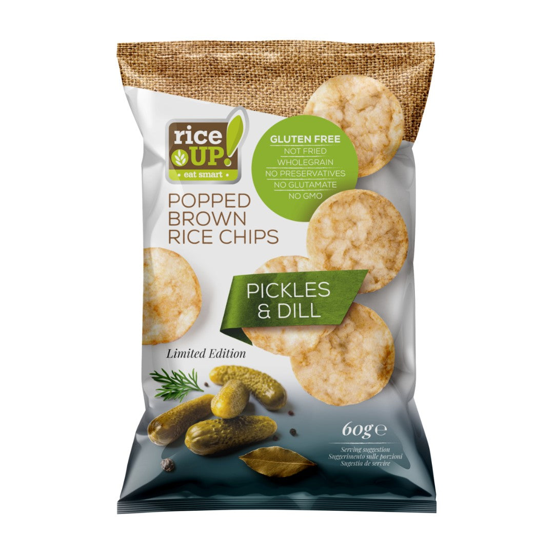Rice Up Whole Grain Rice Chips Pickles & Dills 60G Rice Up