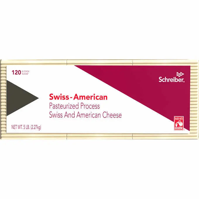 Schreiber Swiss - American Pasteurized Process White Cheese Slices - 120 Slices, Made With Milk, 2.27Kg SCHREIBER