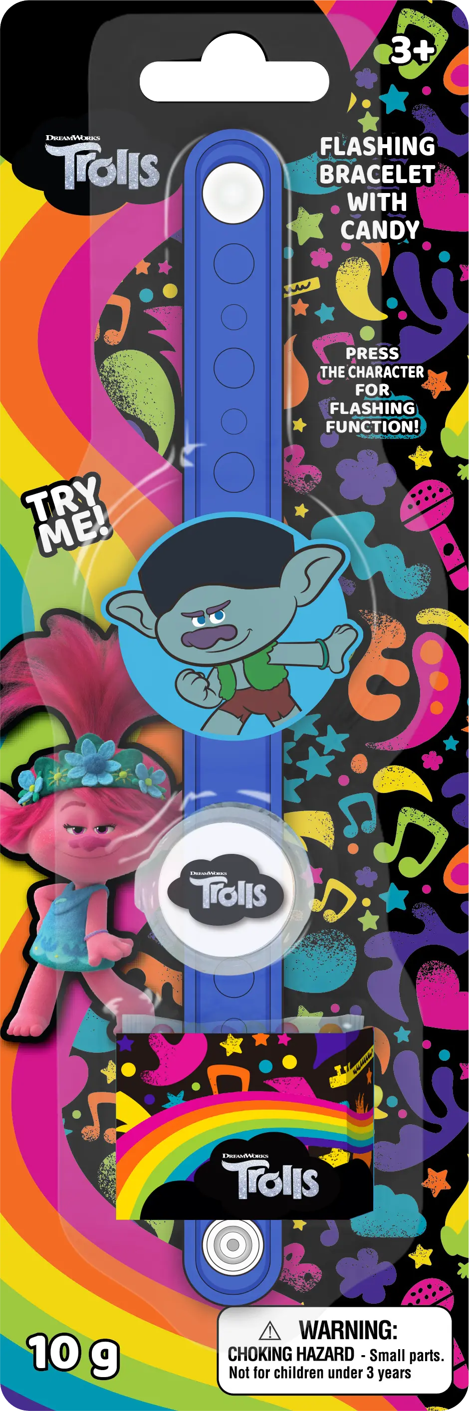 TROLLS Flashing Bracelet With Candy Assorted Characters, 10gm(1pcs) BRACELET