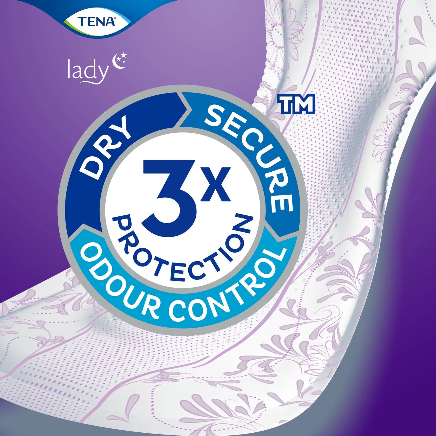 Tena Lady Maxi Night 6 Pads Odor Control 3X protection, Wider pack TENA