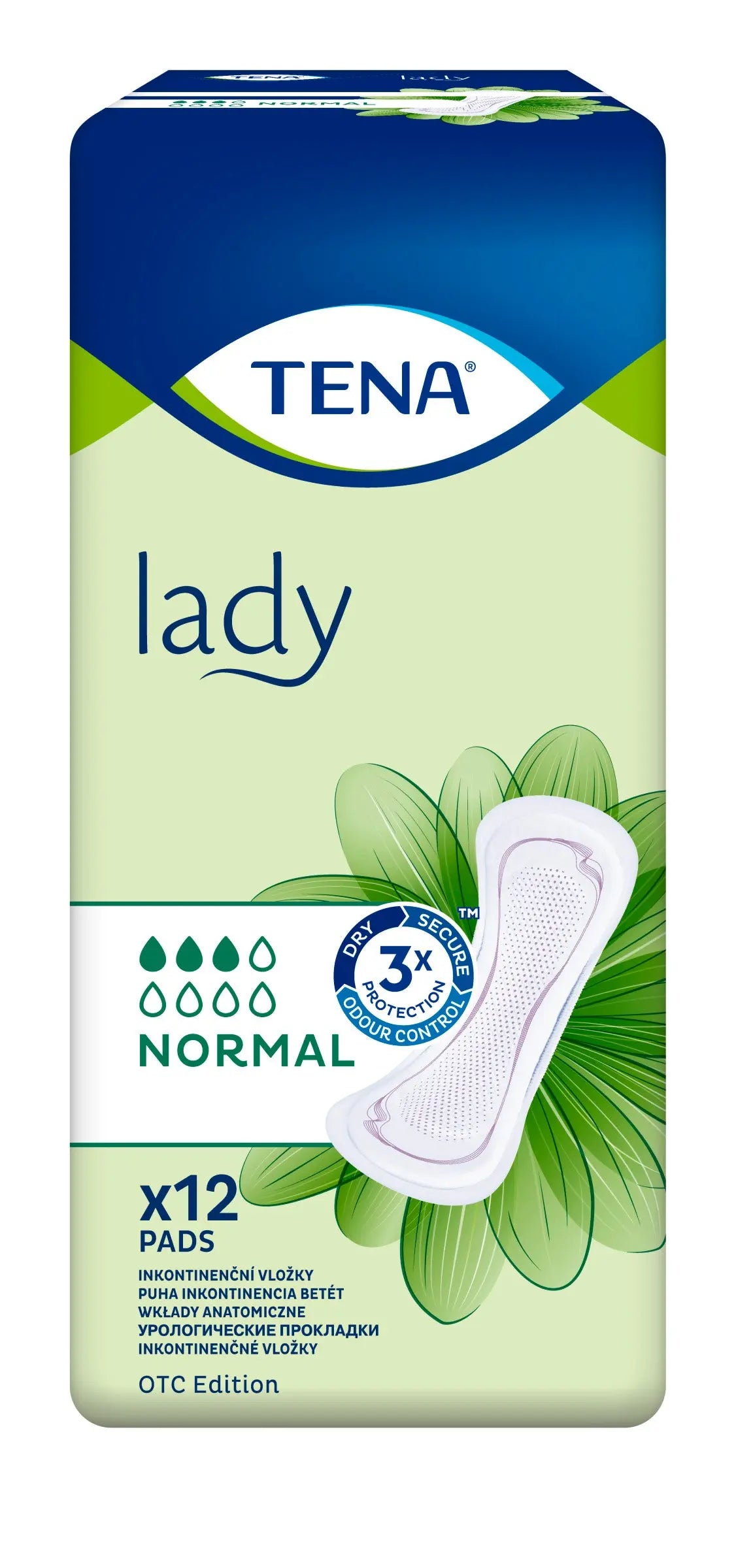 Tena Lady Normal 12 Pads Odor Control 3X protection TENA