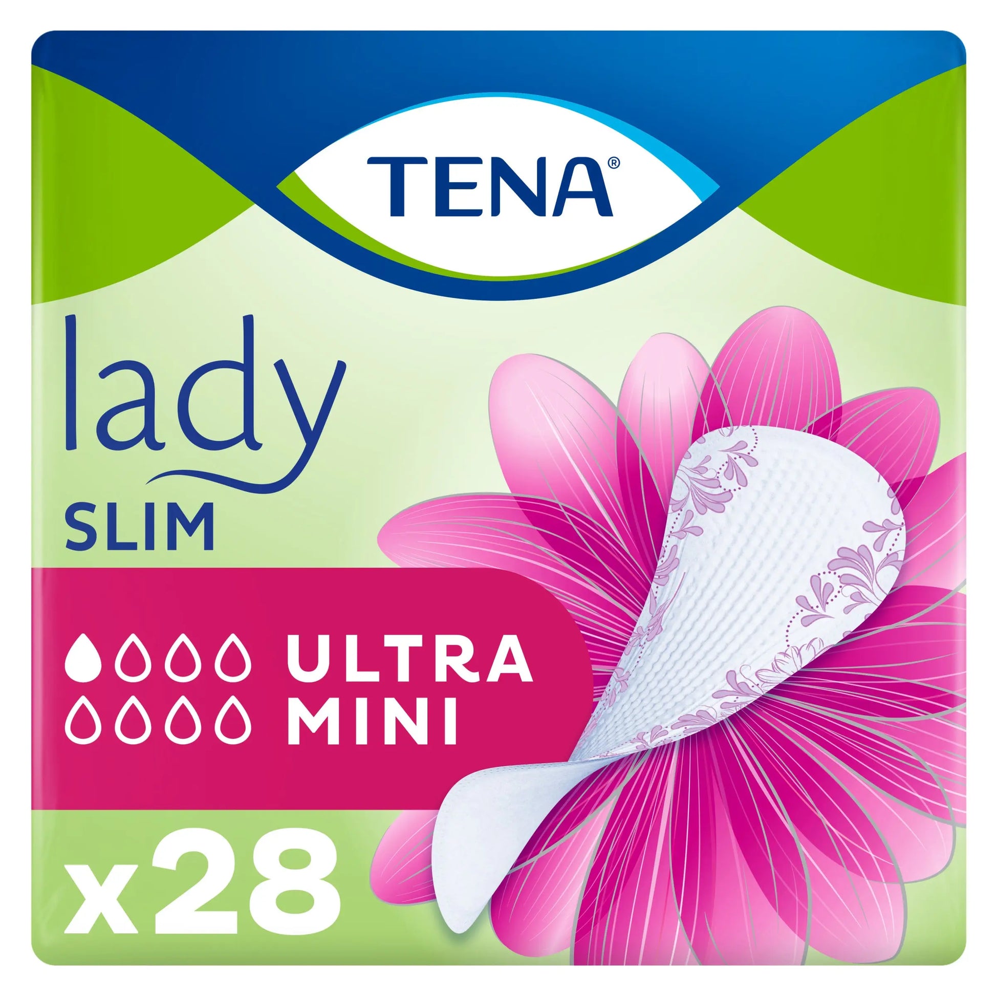 Tena Lady Sim Ultra Mini 28 Liners, Odour Control 3X protection TENA