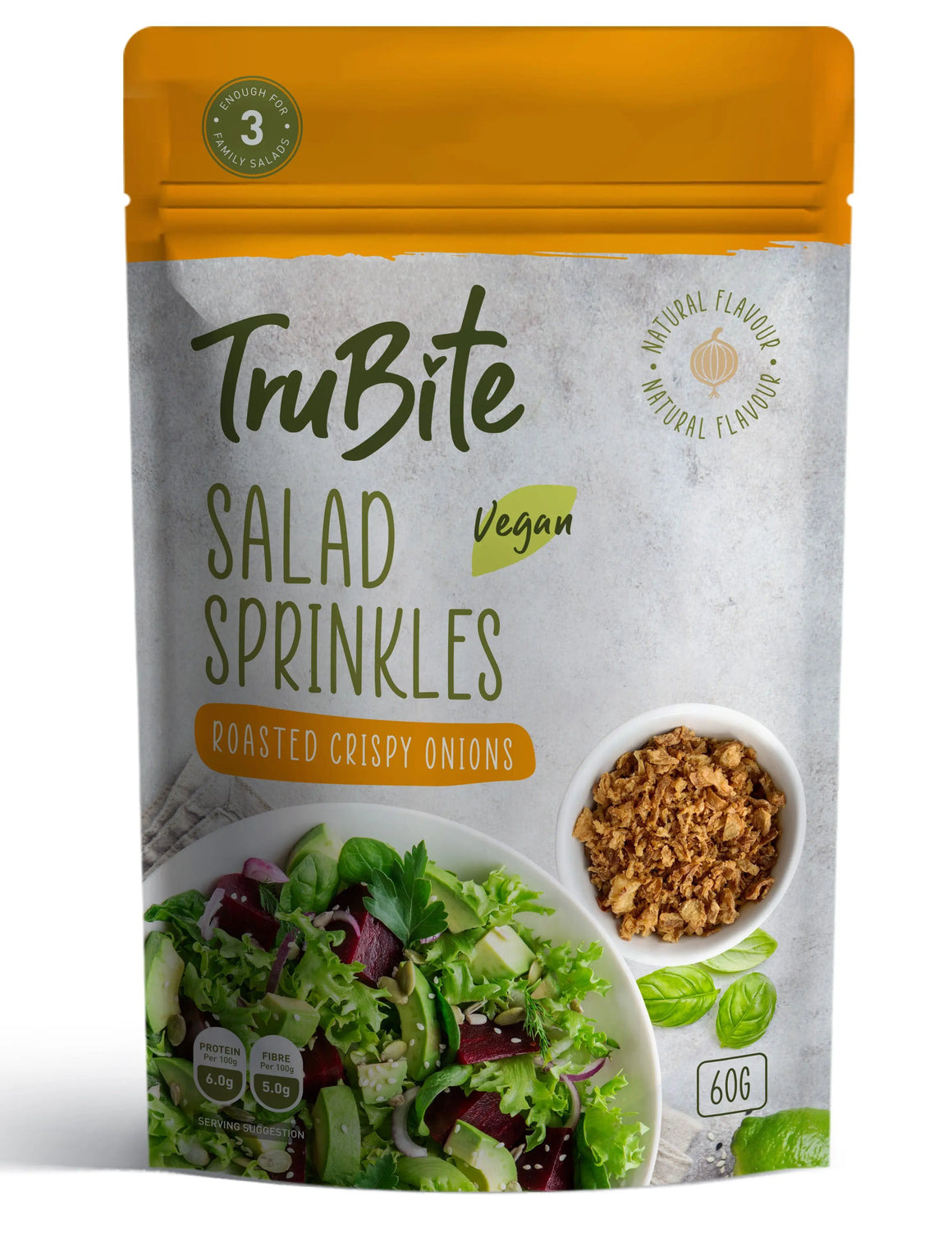 TruBite Salad Sprinkles Roasted Crispy Onions, Vegan, Natural Flavor, 60gm TRUBITE